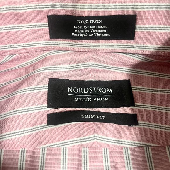 Nordstrom Men's Shop Trim fit Non Iron Long Sleeve Button Down Shirt Size 16 - Picture 5 of 9